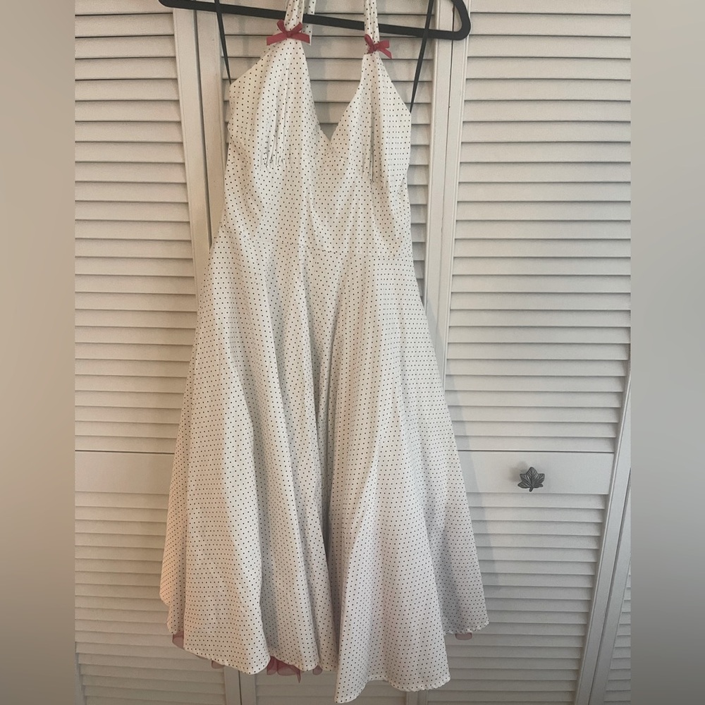 Lucky 13 Swing Dress. White with Black Polka Dots. Size M.